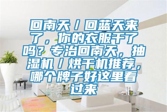 回南天／回藍(lán)天來了，你的衣服干了嗎？專治回南天，抽濕機(jī)／烘干機(jī)推薦，哪個牌子好這里看過來