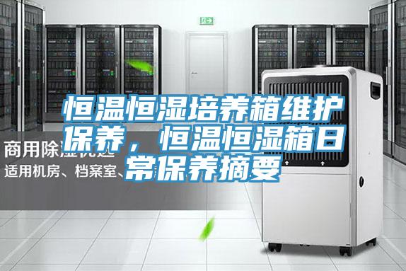 恒溫恒濕培養(yǎng)箱維護(hù)保養(yǎng)，恒溫恒濕箱日常保養(yǎng)摘要